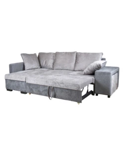 DIVANO ANGOLARE BELLAHOME "JESSY" CON CONTENITORE, POUF E PENISOLA SINISTRA 247X155X94 CM